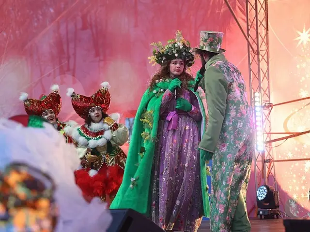 The main Christmas tree of Petropavlovsk-Kamchatsky sparkled with New Year's lights
