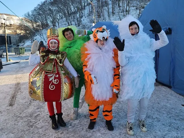The main Christmas tree of Petropavlovsk-Kamchatsky sparkled with New Year's lights