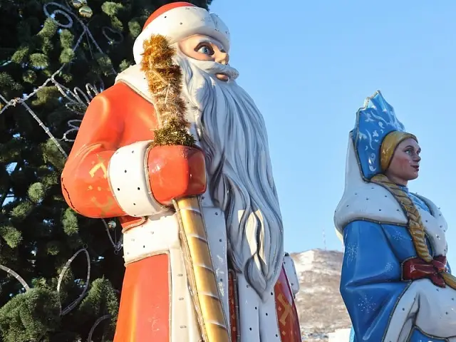 The main Christmas tree of Petropavlovsk-Kamchatsky sparkled with New Year's lights