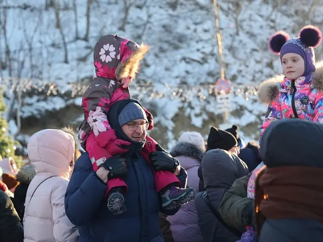 The main Christmas tree of Petropavlovsk-Kamchatsky sparkled with New Year's lights